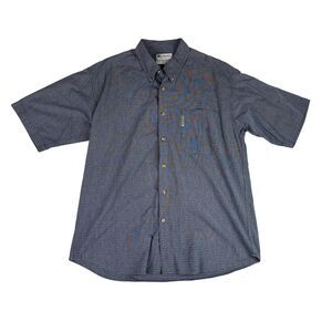 Columbia Sportswear Mens Short Sleeve Blue Plaid Button Up Shirt Size Large